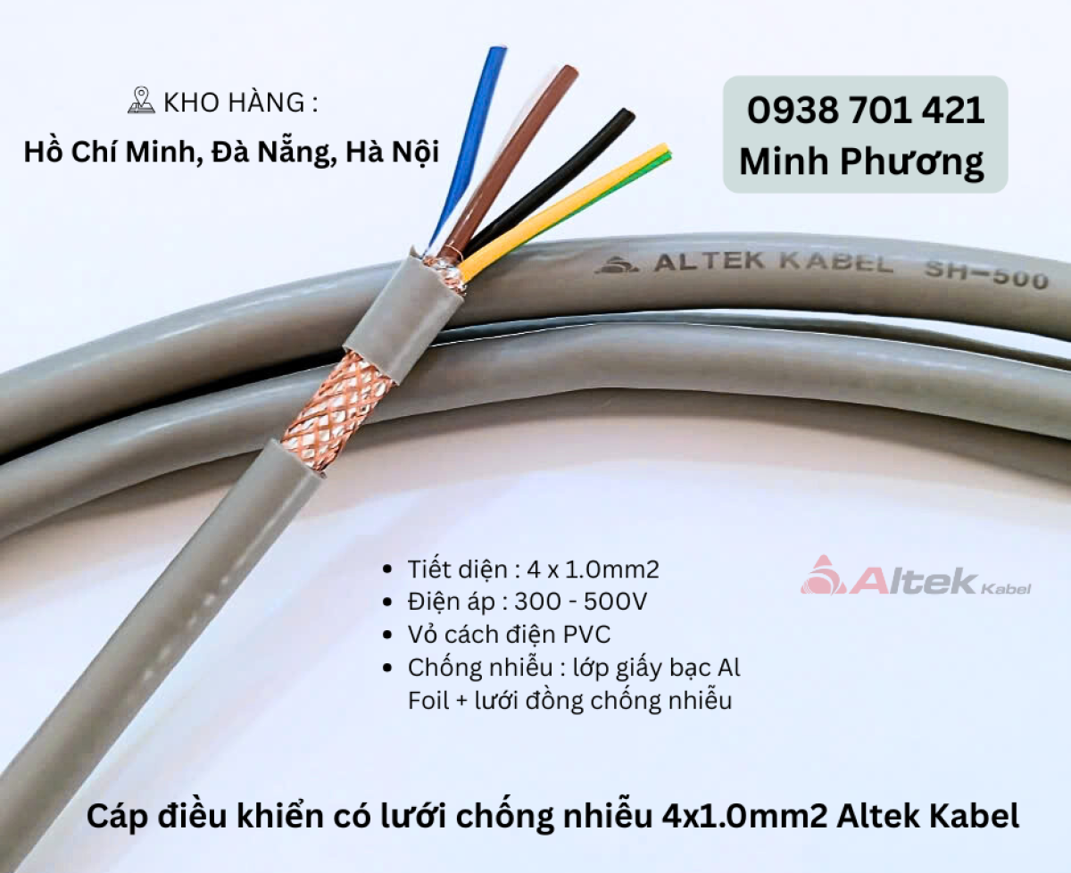 Cáp điều khiển có lưới chống nhiễu 4x1.0mm2 Altek Kabel Hà Nội, Đà Nẵng, Huế