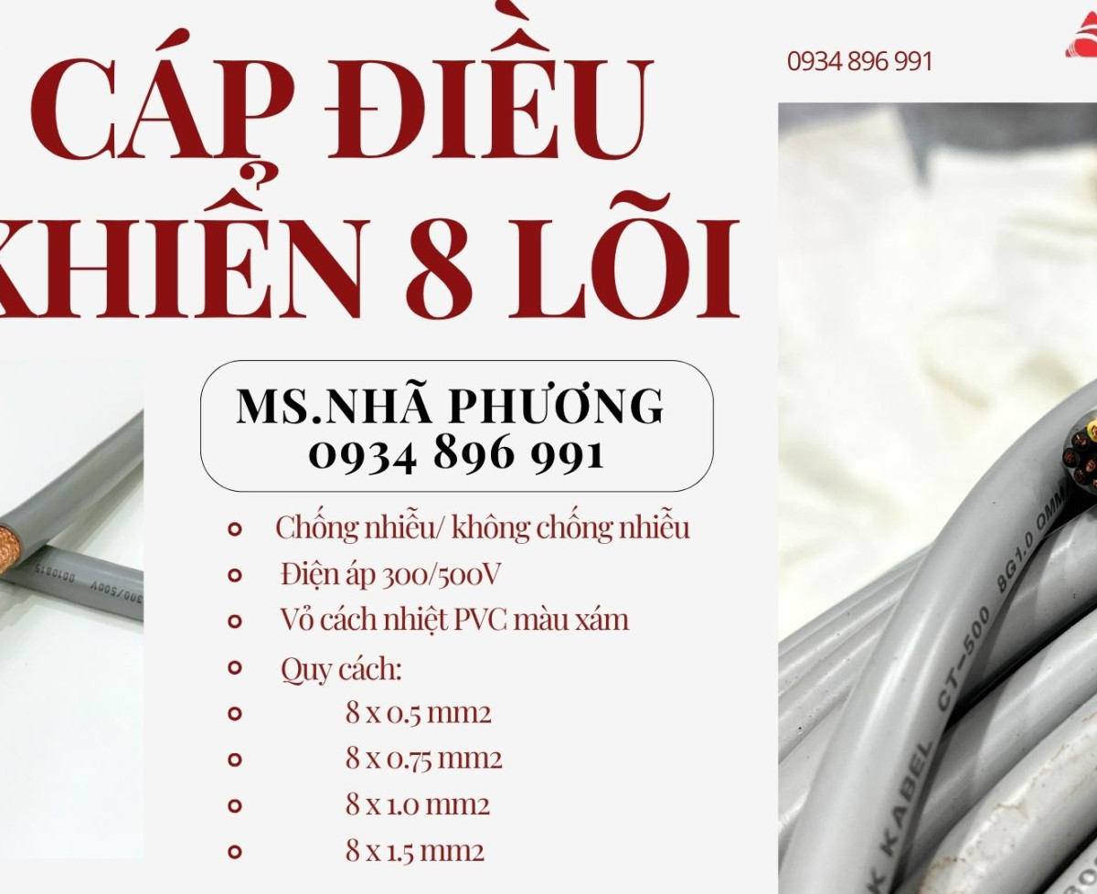 Cáp Tín Hiệu 8X 1.0 mm2 Dùng Trong Hệ Thống Điều Khiển Quy Nhơn, Khánh Hòa, Gia Lai