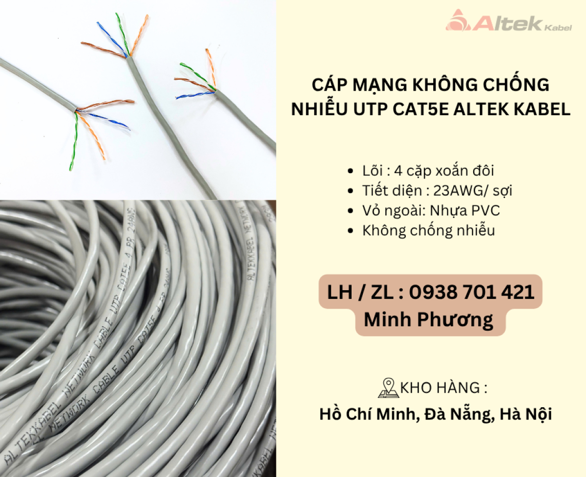 Cáp mạng không chống nhiễu UTP Cat5e Altek Kabel Đà Nẵng, Hà Nội, Quảng Trị