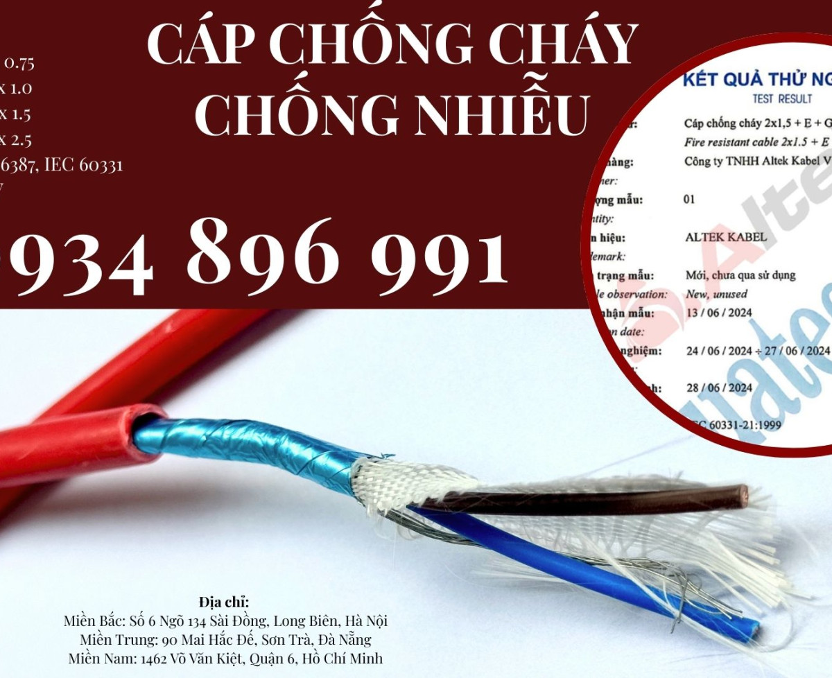 Cáp Chống Cháy Chống Nhiễu 2x2.5 mm2 Hải Phòng, Nghệ An, Thanh Hóa