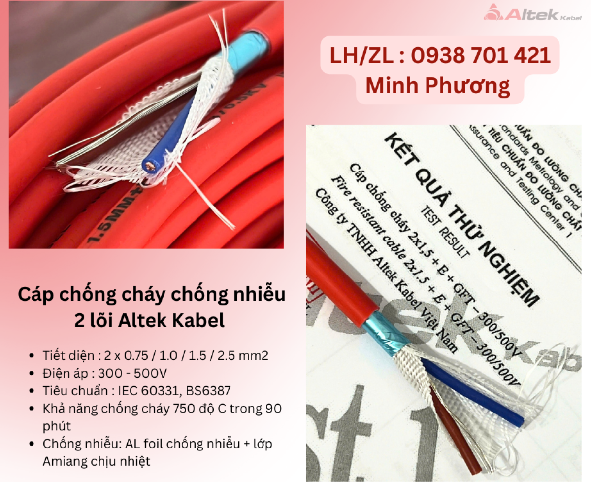 Dây cáp chống cháy chống nhiễu 2 lõi Altek Kabel Đà Nẵng, Bình Dương, Hải Phòng