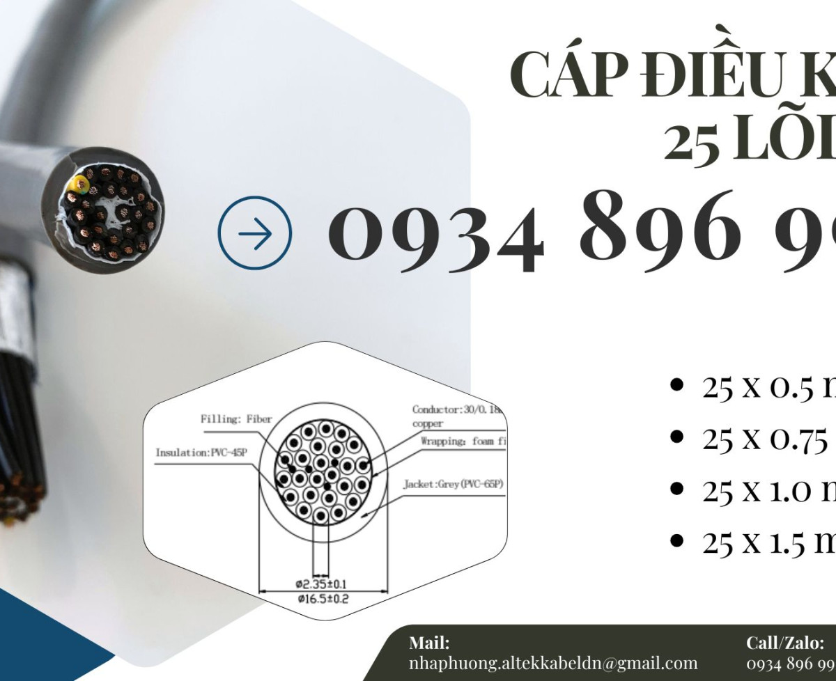 Cáp Tín Hiệu 25X 0.75 mm2 chống nhiễu Đà Nẵng, Hà Nội, Hồ Chí Minh