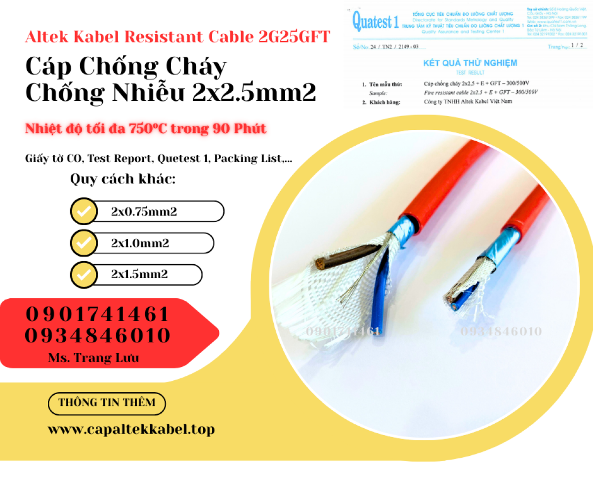 Cáp Chống Cháy Chống Nhiễu 2x2.5 Altek Kabel phân phối chính hãng