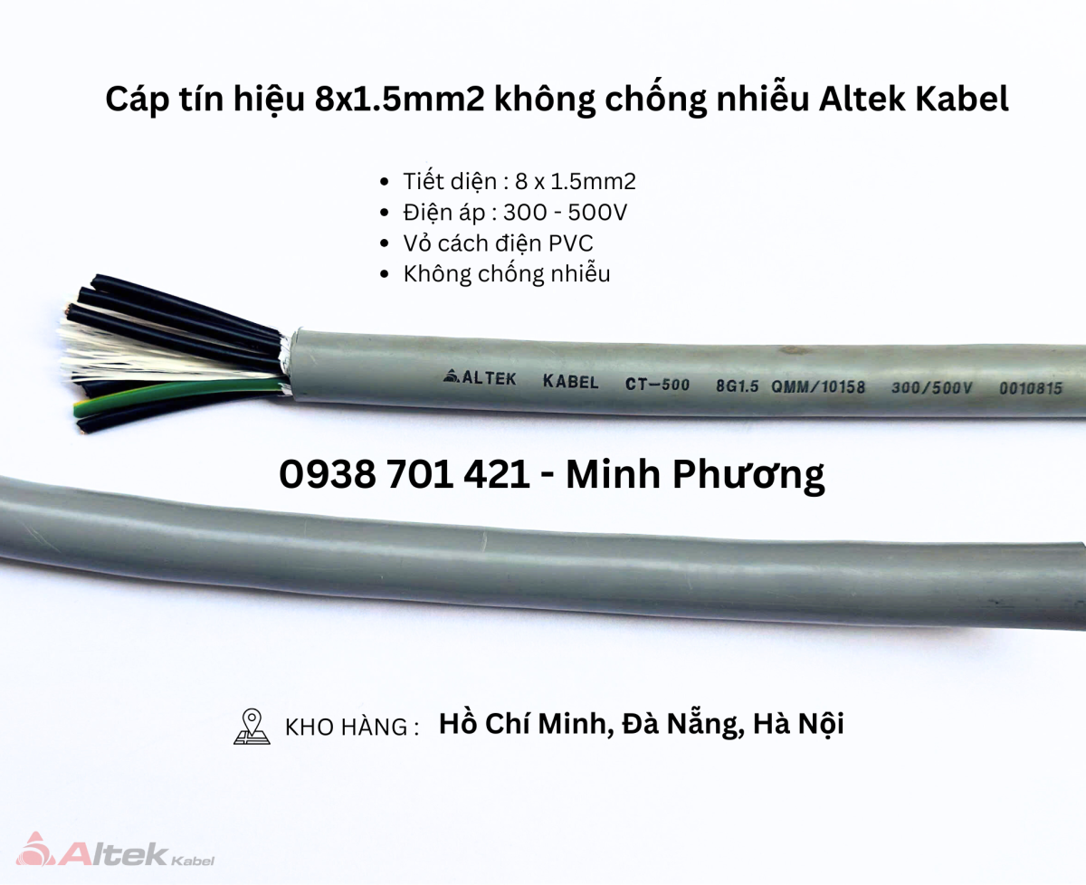 Cáp tín hiệu 8x1.5mm2 không chống nhiễu Altek Kabel Đà Nẵng, Hà Nội, Quảng Trị