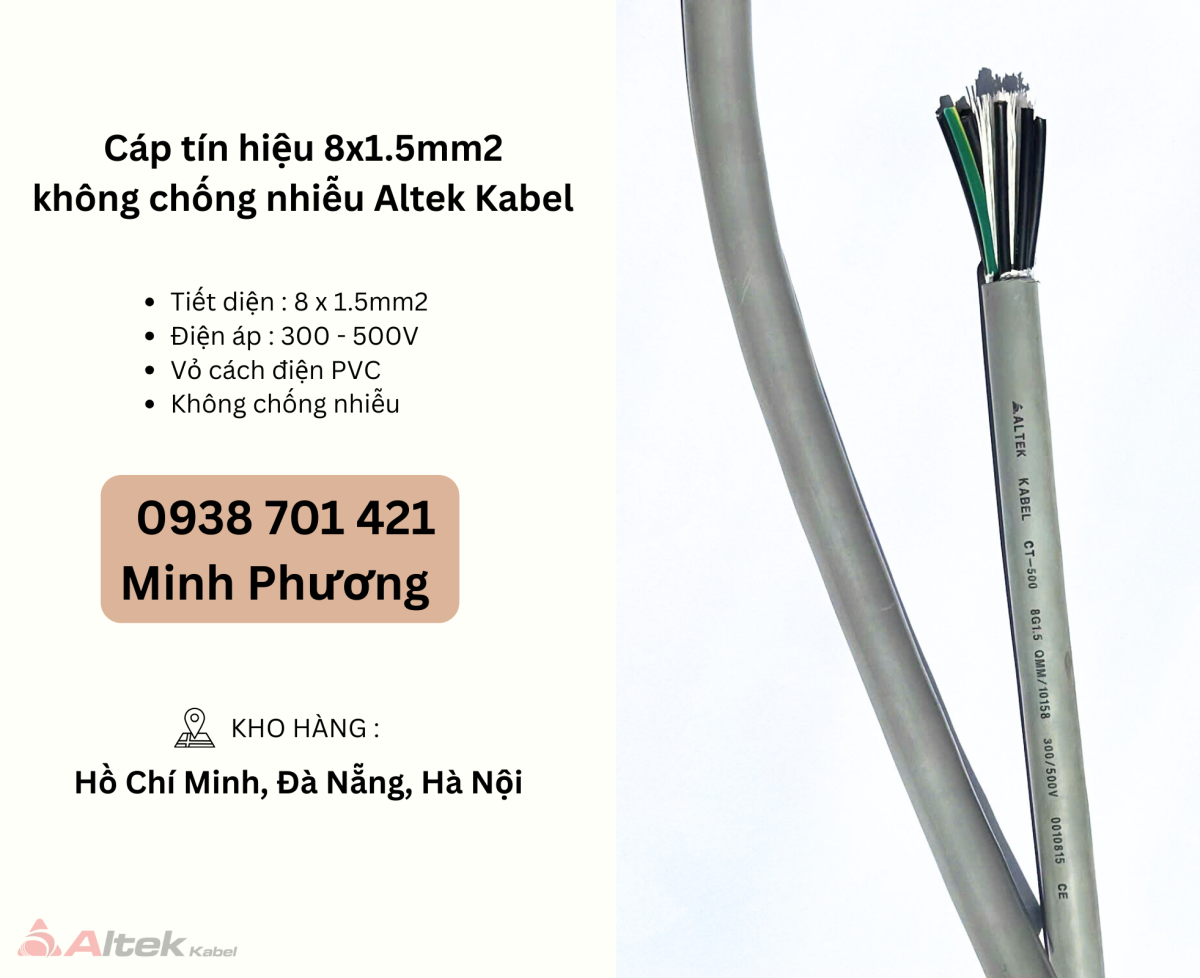 Cáp tín hiệu 8x1.5mm2 không chống nhiễu Altek Kabel Đà Nẵng, Hà Nội, Quảng Trị