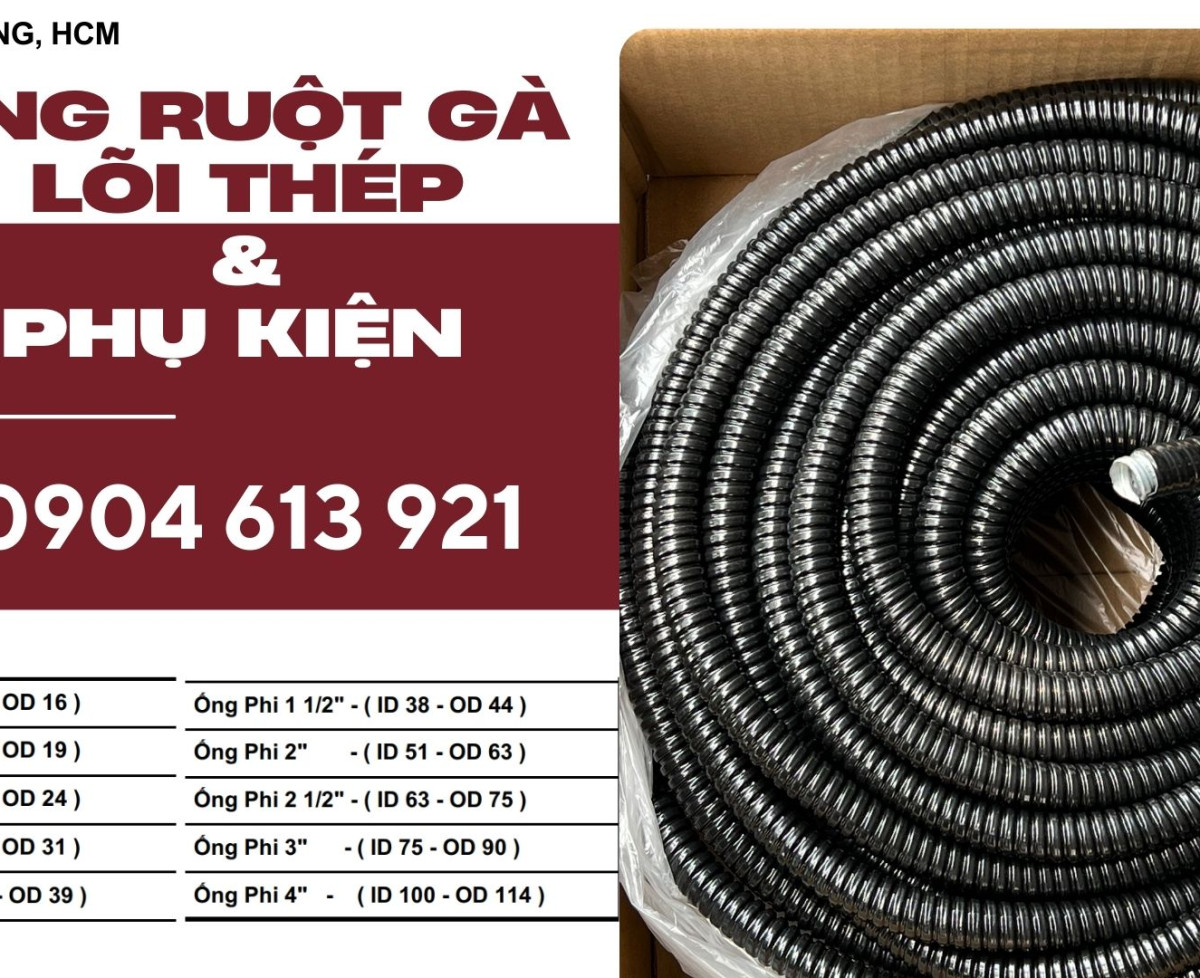 Ống ruột gà lõi thép bọc nhựa uPVC Đà Nẵng, HCM, Hà Nội