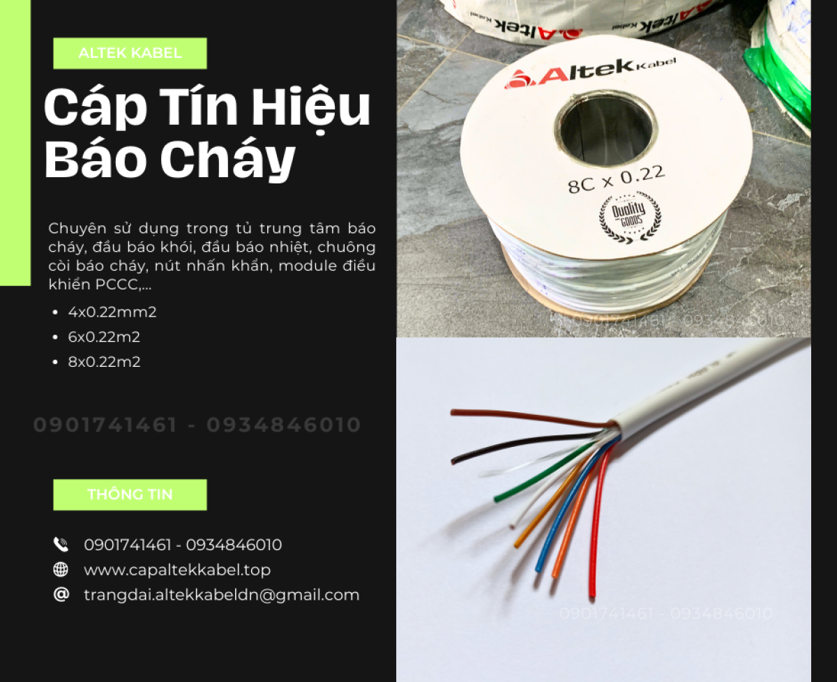 Cáp Tín Hiệu Báo Cháy Altek Kabel 4x0.22/6x0.22/8x0.22