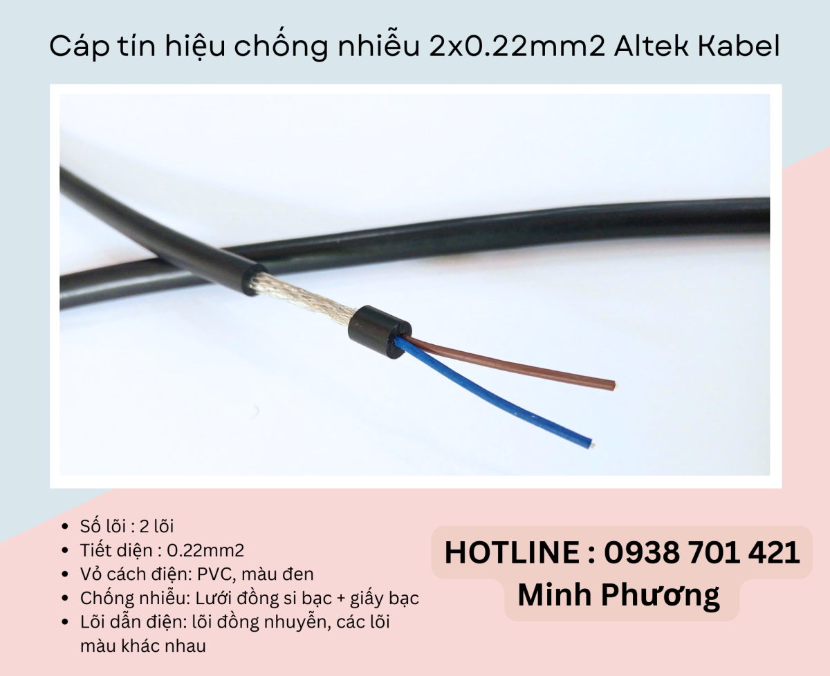 Cáp tín hiệu chống nhiễu 2x0.22mm2 Altek Kabel Đà Nẵng, Nghệ An, Hà Tĩnh