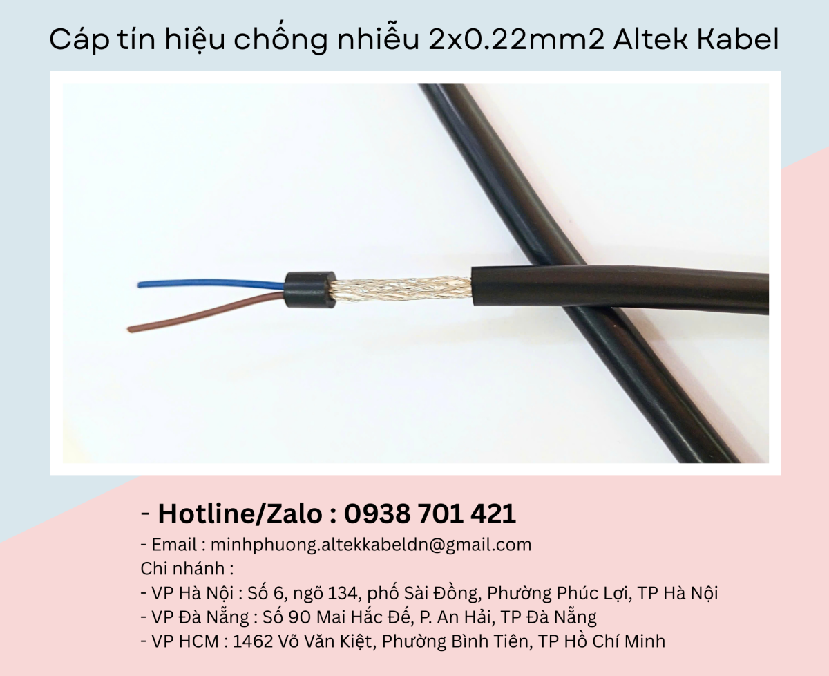 Cáp tín hiệu chống nhiễu 2x0.22mm2 Altek Kabel Đà Nẵng, Nghệ An, Hà Tĩnh