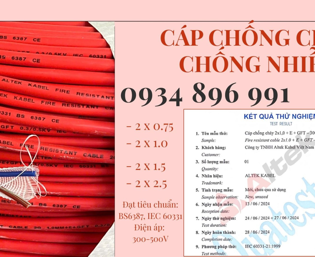 Cáp Chống Cháy Chống Nhiễu 2x0.75 /1.0 /1.5 /2.5 NGHỆ AN, HÀ TĨNH, THANH HÓA