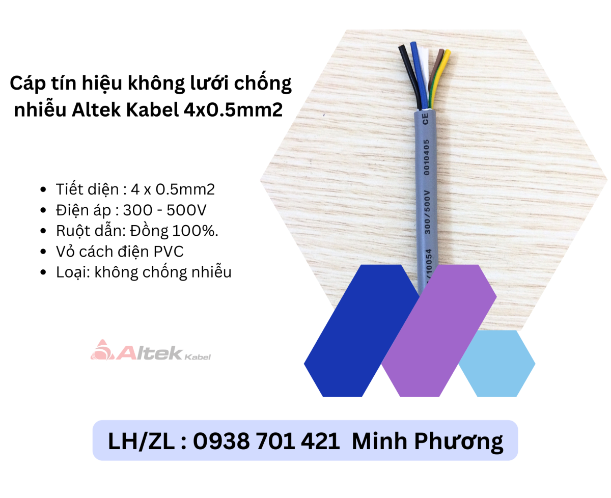 Cáp tín hiệu không lưới chống nhiễu Altek Kabel 4x0.5mm2 Đà Nẵng, Hội An, Quảng Trị