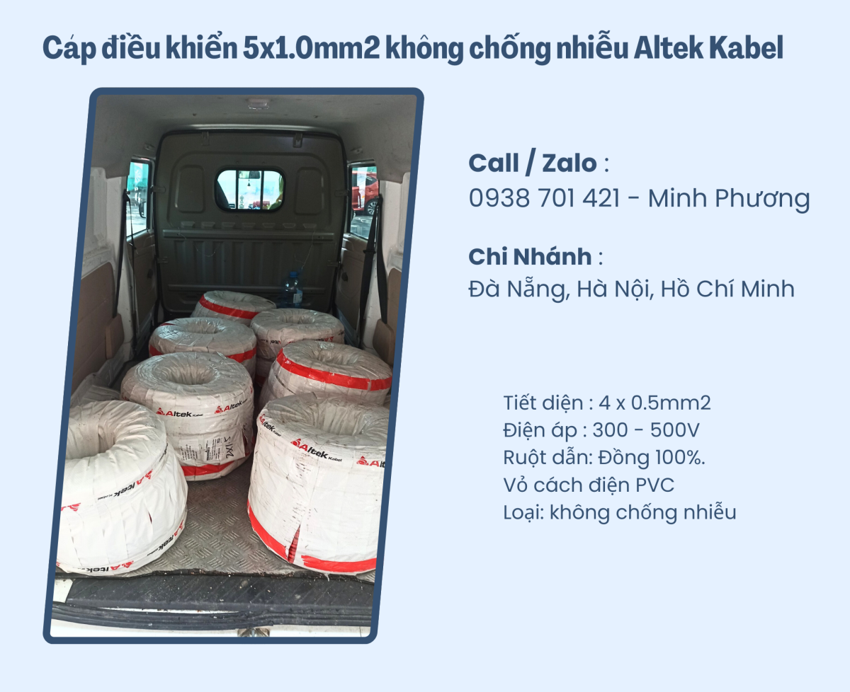 Cáp điều khiển 5x1.0mm2 không chống nhiễu Altek Kabel Đà Nẵng, Hải Dương, Hải Phòng
