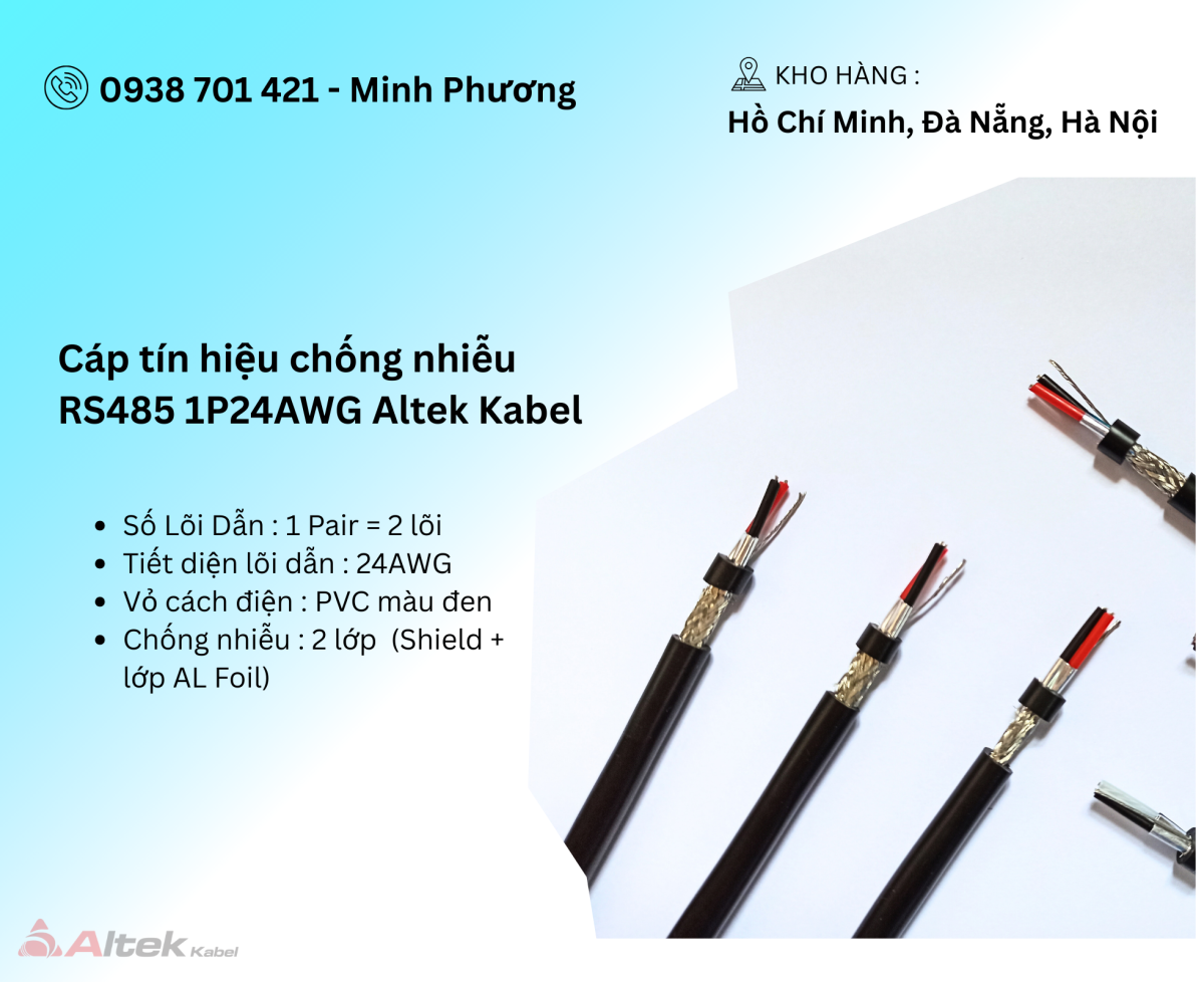 Cáp tín hiệu chống nhiễu RS485 1p24awg Altek Kabel Đà Nẵng, Quảng Bình, Hồ Chí Minh