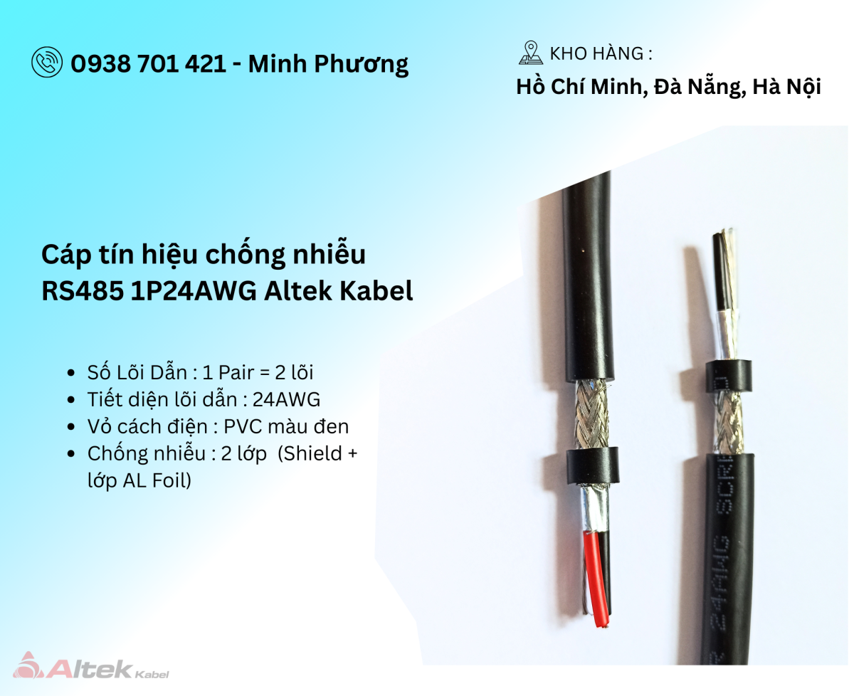 Cáp tín hiệu chống nhiễu RS485 1p24awg Altek Kabel Đà Nẵng, Quảng Bình, Hồ Chí Minh