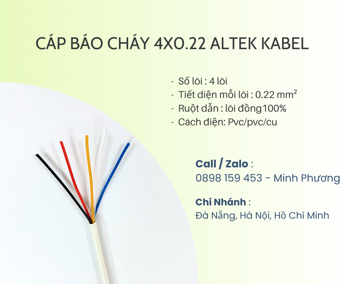 Cáp báo cháy 4x0.22mm2 Altek Kabel Đà Nẵng, Hà Nội, Quảng Ngãi