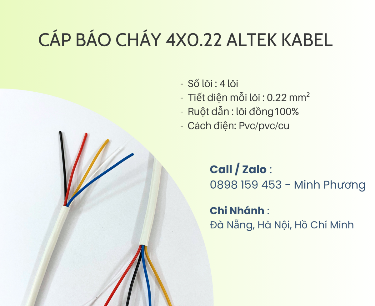 Cáp báo cháy 4x0.22mm2 Altek Kabel Đà Nẵng, Hà Nội, Quảng Ngãi