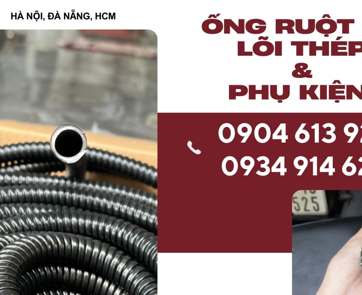 Ống ruột gà lõi thép / ống kẽm đàn hồi dây điện bọc nhựa PVC Đà Nẵng, Hà Nội, HCM