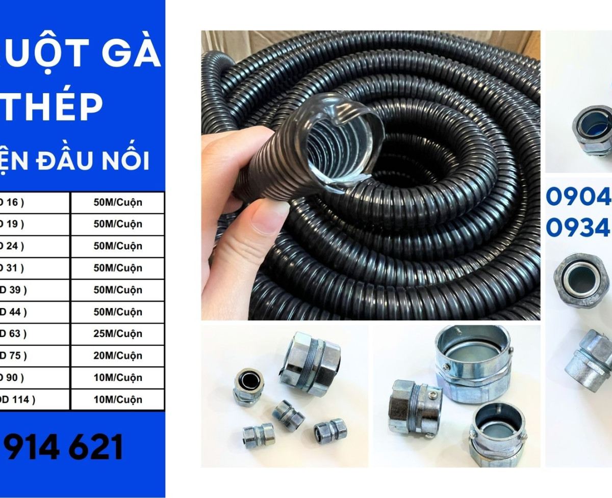 Ống ruột gà lõi thép / ống kẽm đàn hồi dây điện bọc nhựa PVC Đà Nẵng, Hà Nội, HCM