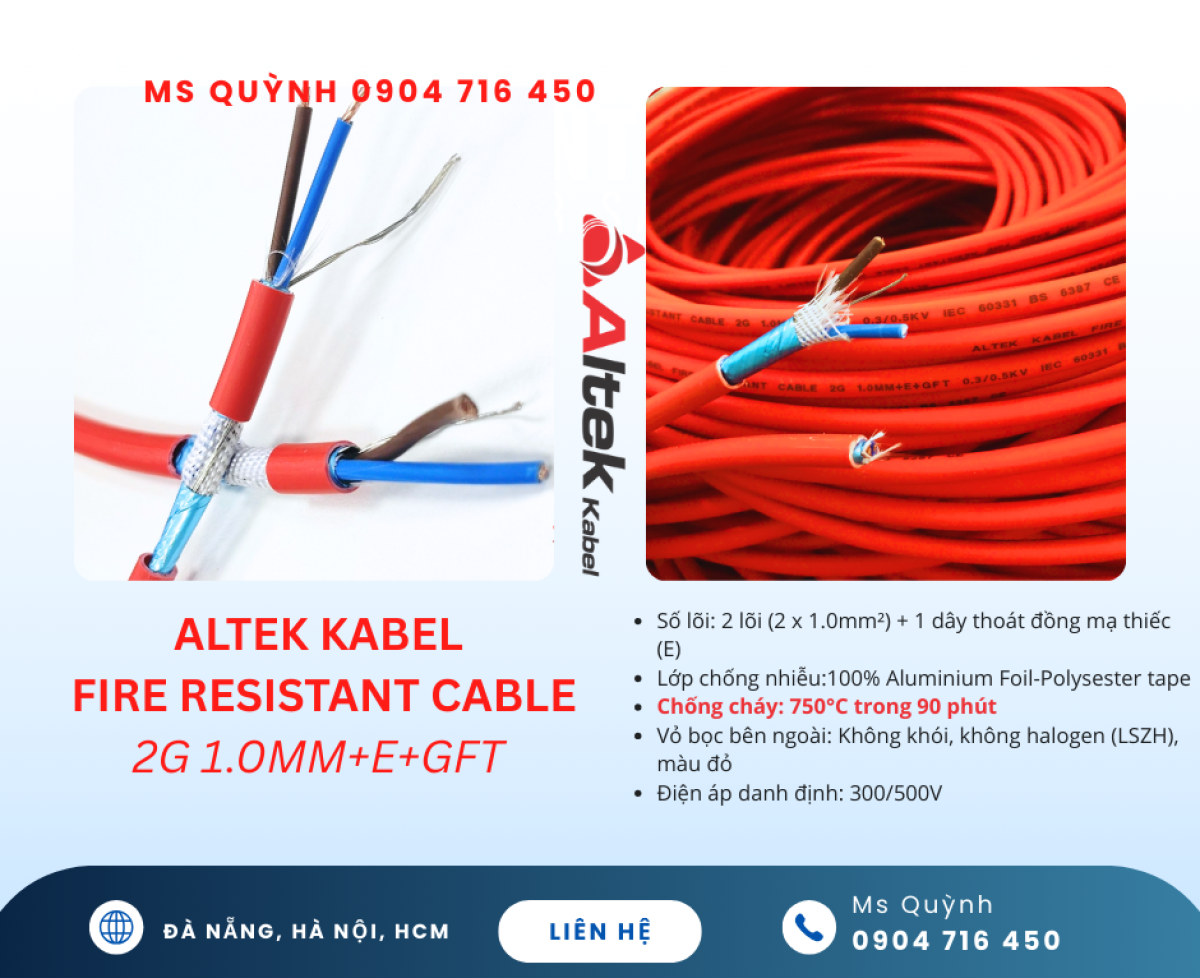 Cáp chống cháy chống nhiễu Altek Kabel 2x1.0 Sài Gòn, Hà Nội, Đà Nẵng, Tây Ninh