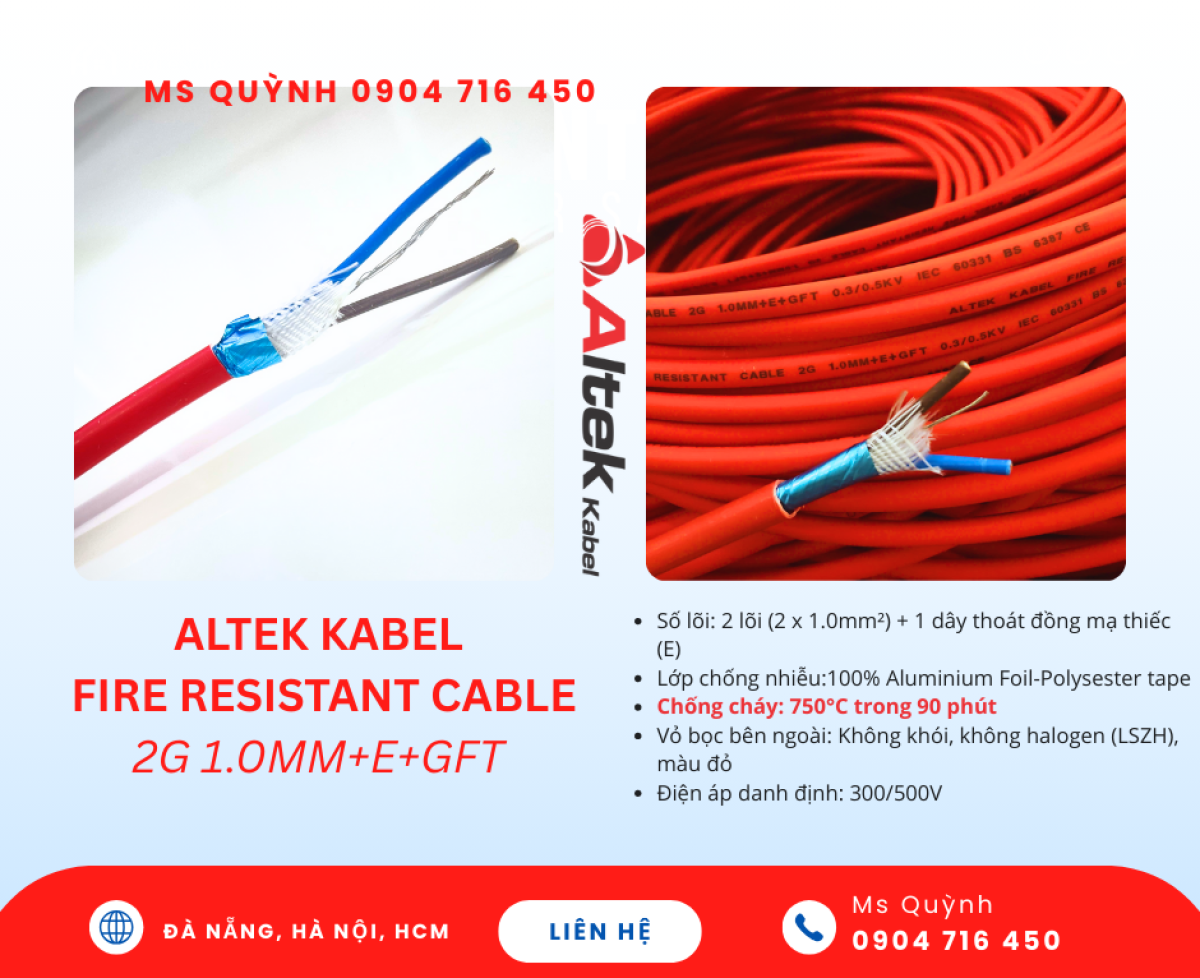 Cáp chống cháy chống nhiễu Altek Kabel 2x1.0 Sài Gòn, Hà Nội, Đà Nẵng, Tây Ninh
