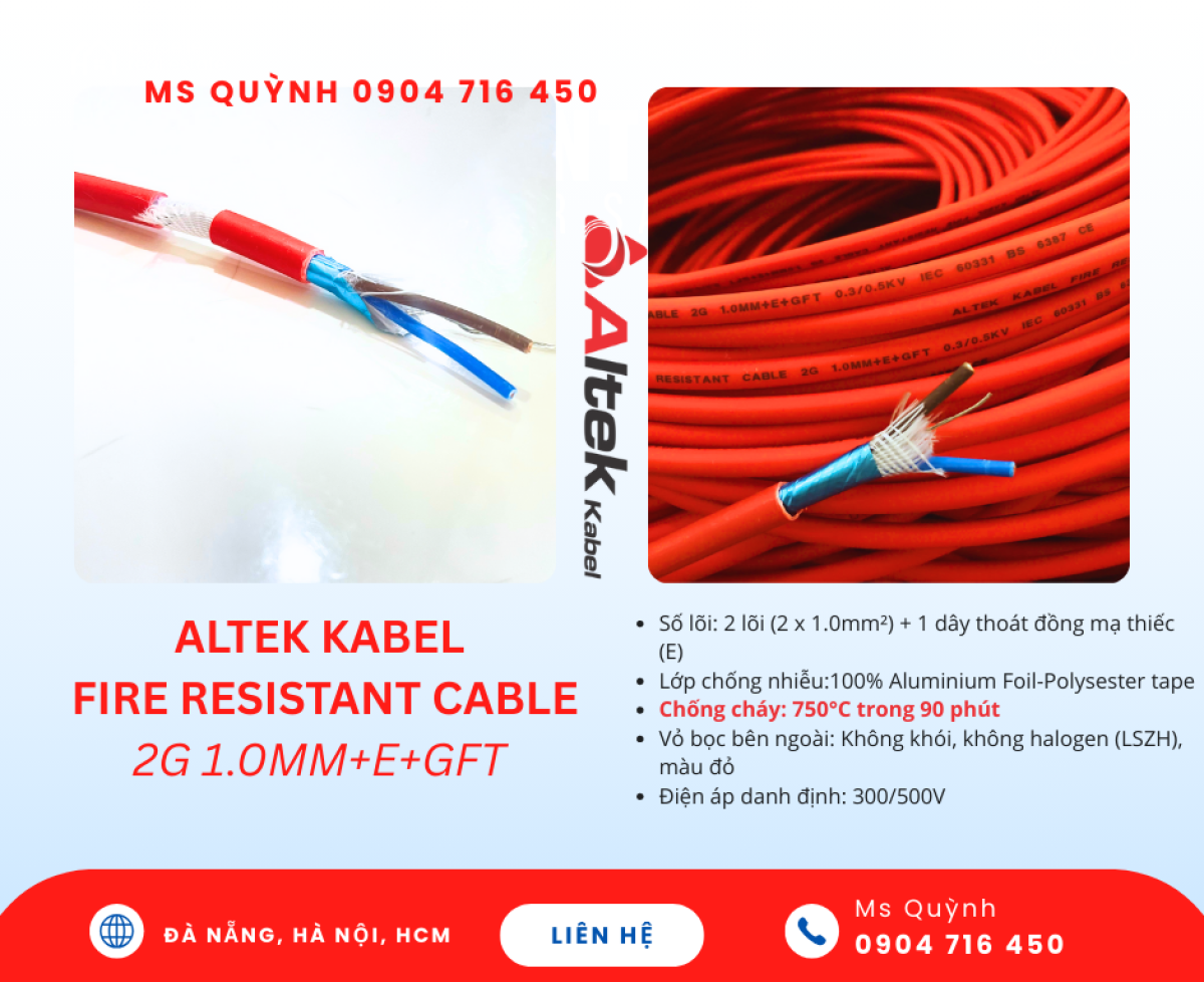 Cáp chống cháy chống nhiễu Altek Kabel 2x1.0 Sài Gòn, Hà Nội, Đà Nẵng, Tây Ninh