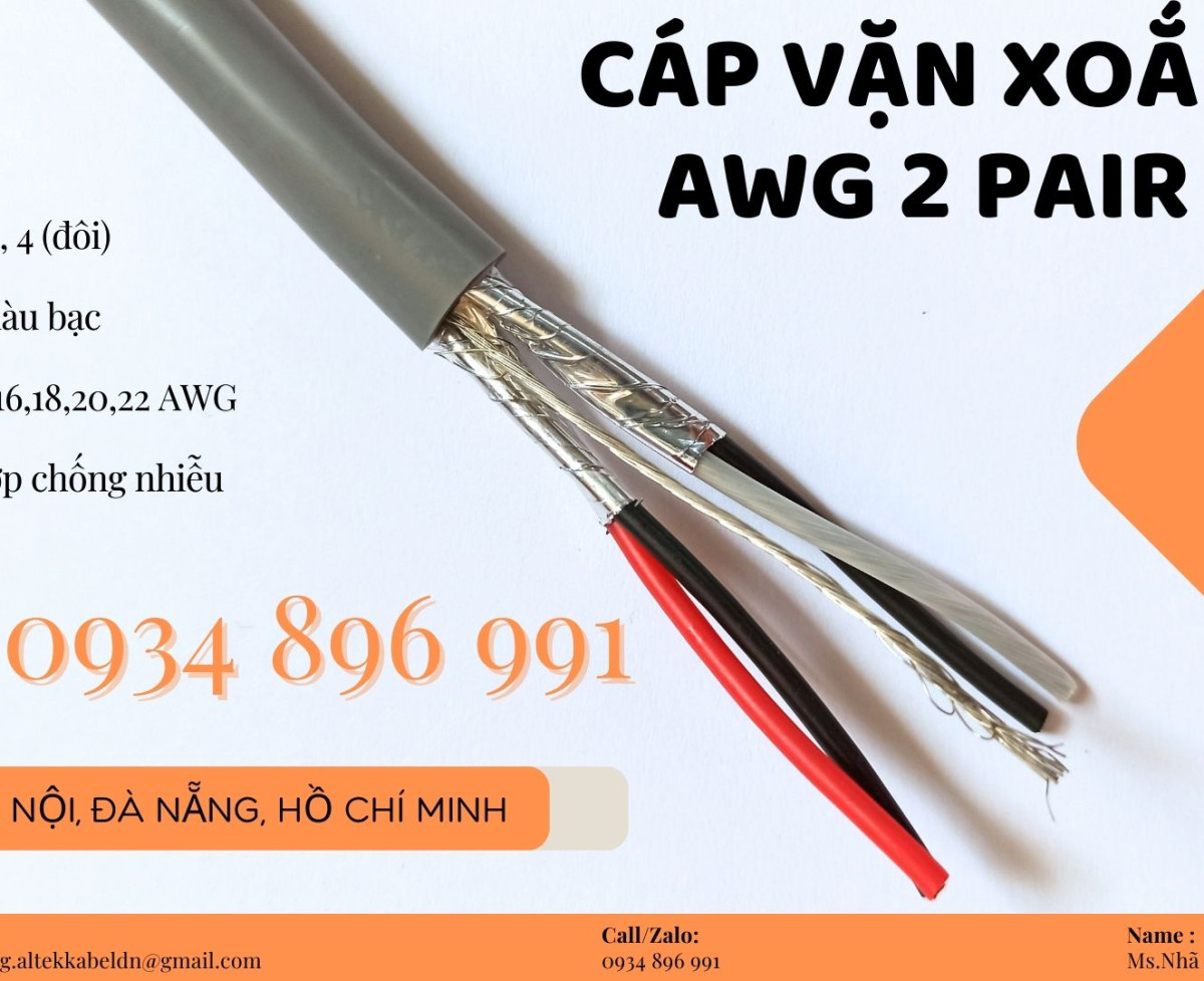 CÁP TÍN HIỆU VẶN XOẮN 2 PAIR 16 AWG ĐÀ NẴNG, HÀ NỘI, HỒ CHÍ MINH