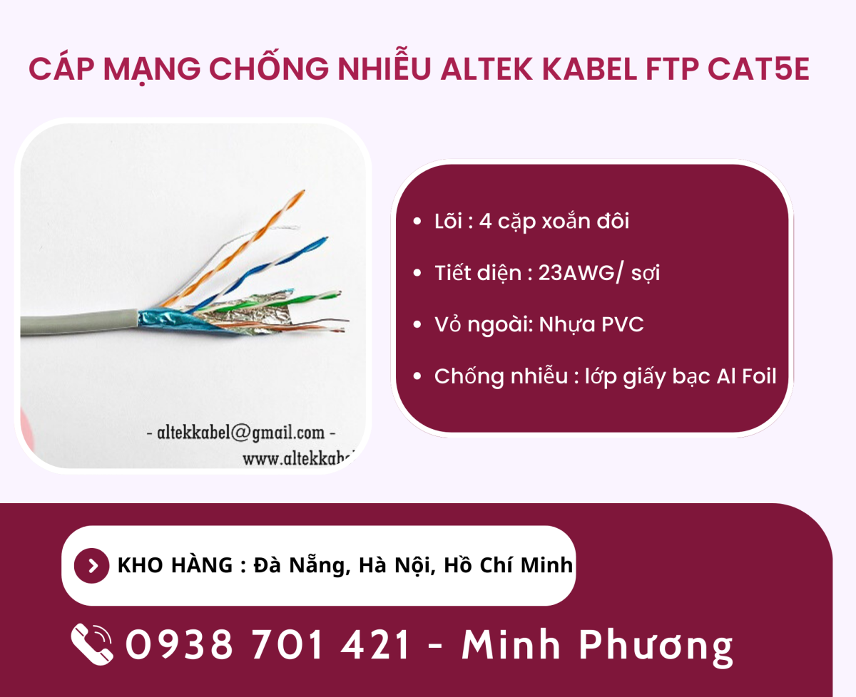 Cáp mạng chống nhiễu Altek Kabel FTP cat5e Hà Nội, Bình Định, Quảng Bình