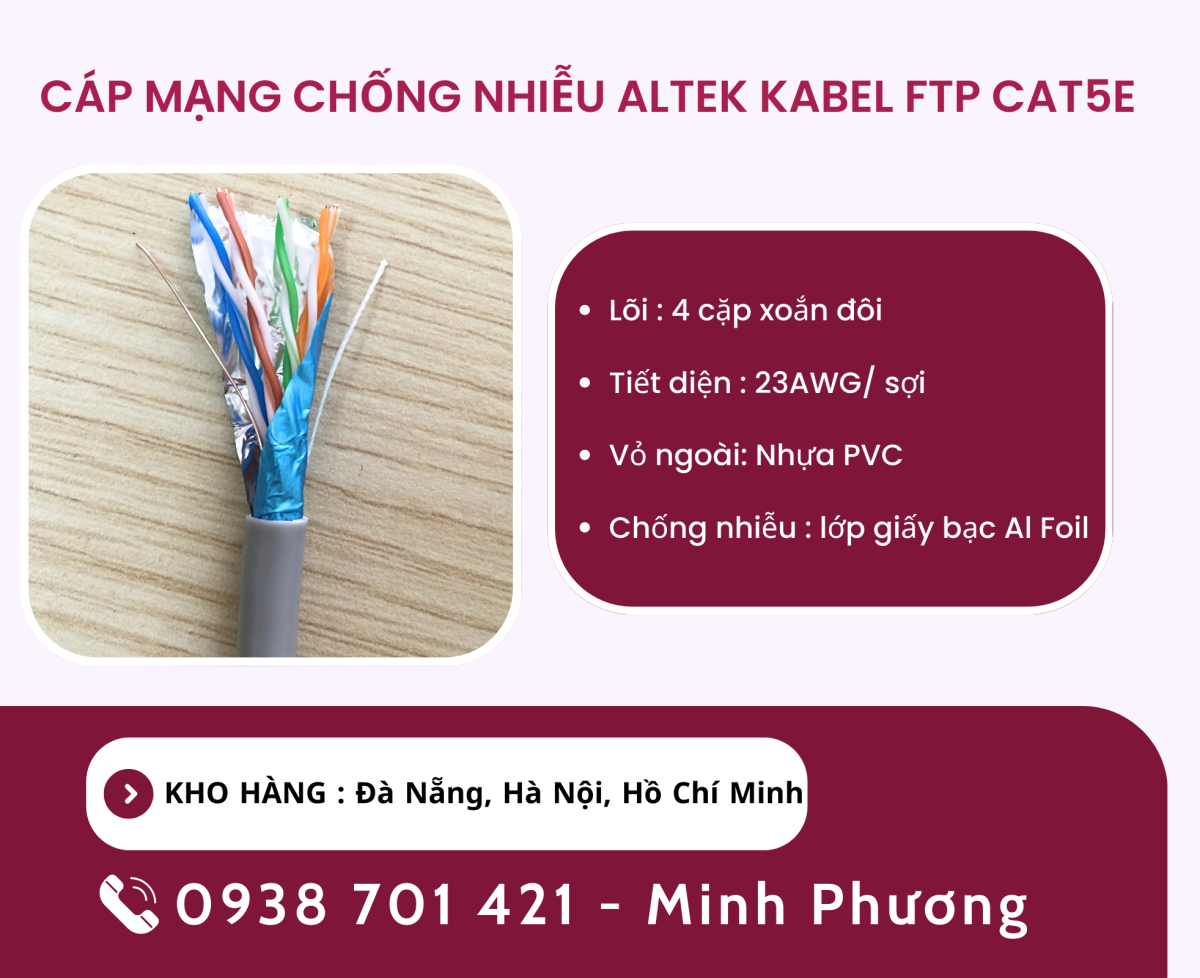 Cáp mạng chống nhiễu Altek Kabel FTP cat5e Hà Nội, Bình Định, Quảng Bình