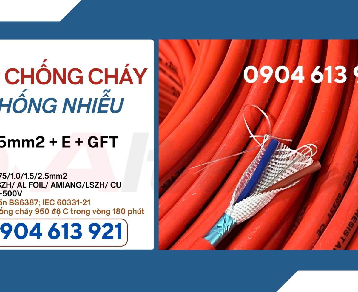 Dây tín hiệu chống cháy chống nhiễu 2x1.0mm2 Altek Kabel đạt tiêu chuẩn IEC60331, BS6387