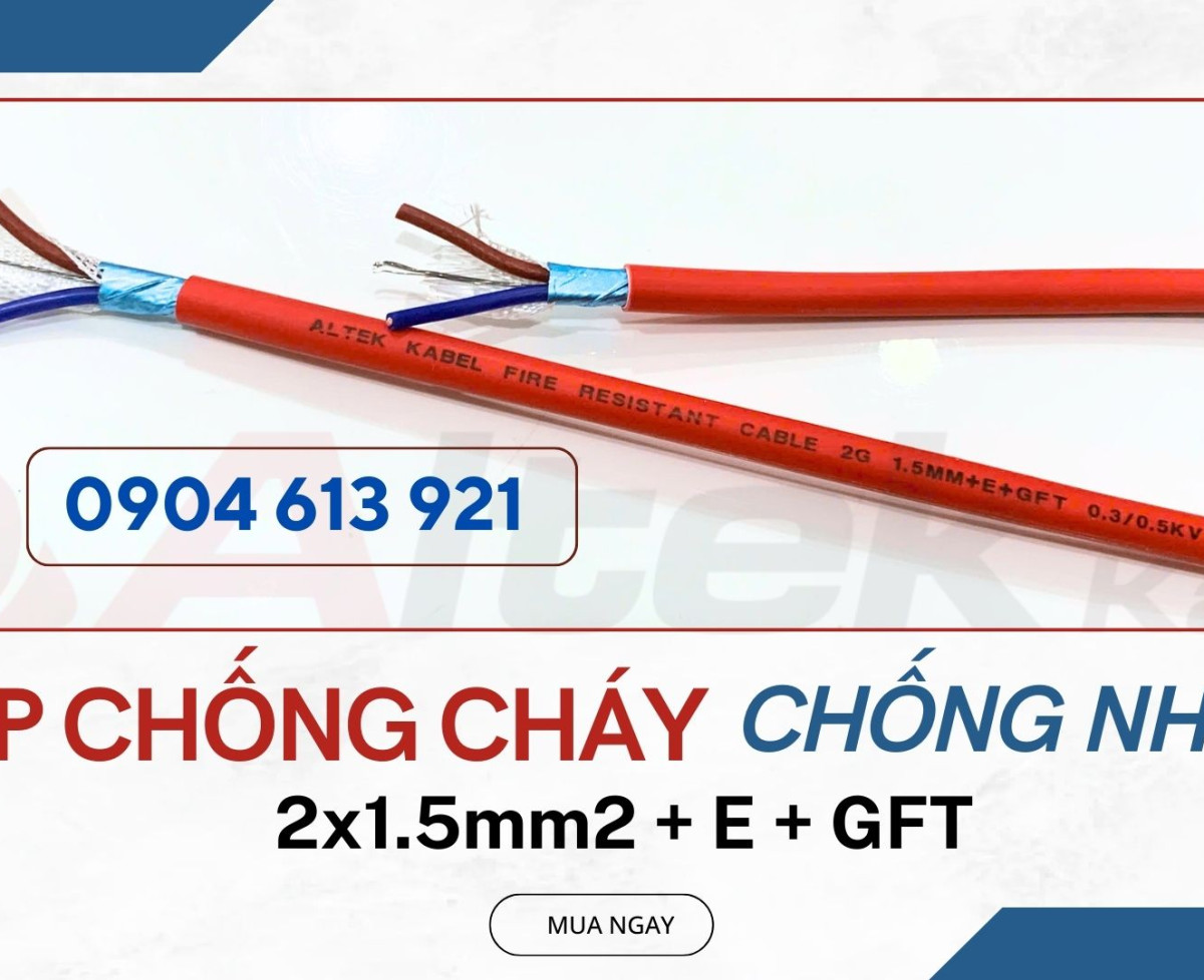 Dây tín hiệu chống cháy chống nhiễu 2x1.0mm2 Altek Kabel đạt tiêu chuẩn IEC60331, BS6387