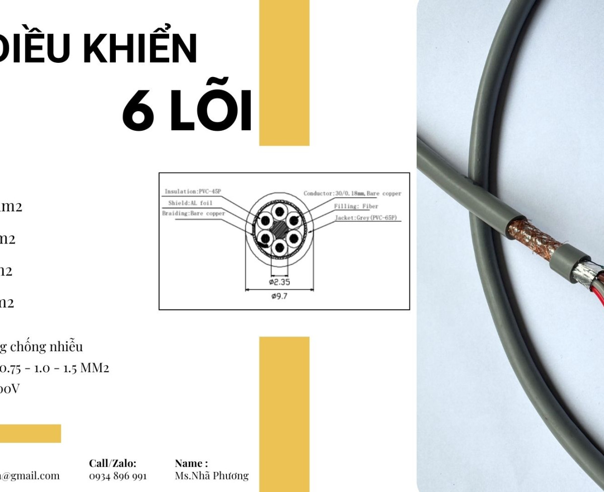 CÁP ĐIỀU KHIỂN 6 LÕI CHỐNG NHIỄU KHÁNH HÒA, GIA LAI, BÌNH ĐỊNH