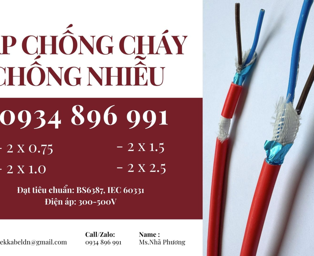 Cáp Chống Cháy Chống Nhiễu 2x1.0 Mm2 Khánh Hòa, Gia Lai, Bình Định