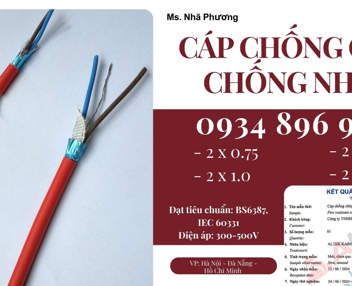 Cáp Chống Cháy Chống Nhiễu 2x1.0 Mm2 Khánh Hòa, Gia Lai, Bình Định