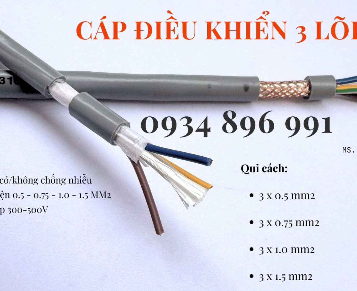 CÁP ĐIỀU KHIỂN 3 LÕI GIAO NGAY KHÁNH HÒA, GIA LAI, BÌNH ĐỊNH