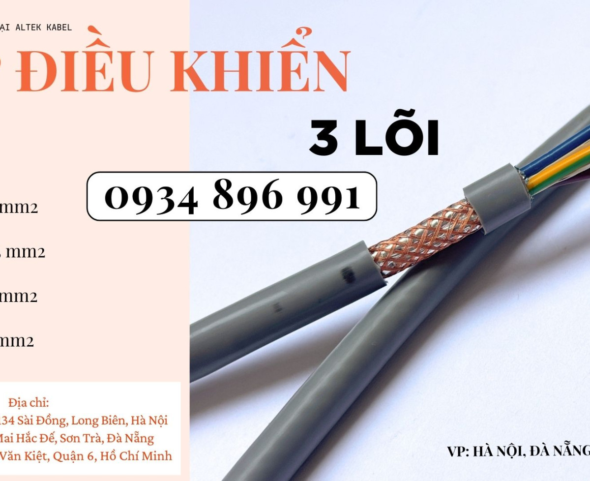 CÁP ĐIỀU KHIỂN 3 LÕI GIAO NGAY KHÁNH HÒA, GIA LAI, BÌNH ĐỊNH