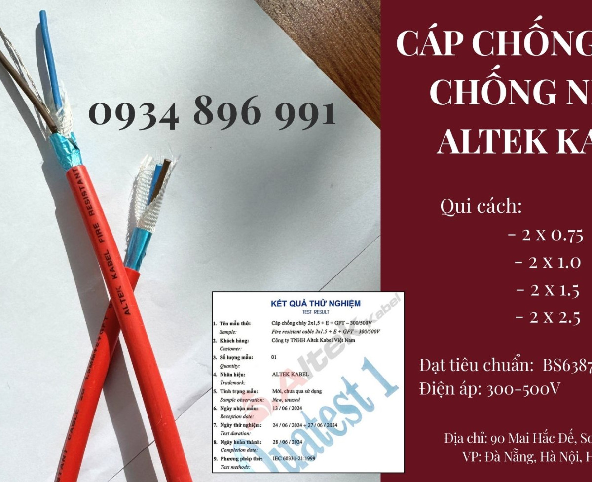 Dây Điện Chống Cháy Chống Nhiễu 2x1.0 Mm2, Bs6387, Iec 60331 Khánh Hòa, Gia Lai, Bình Định.