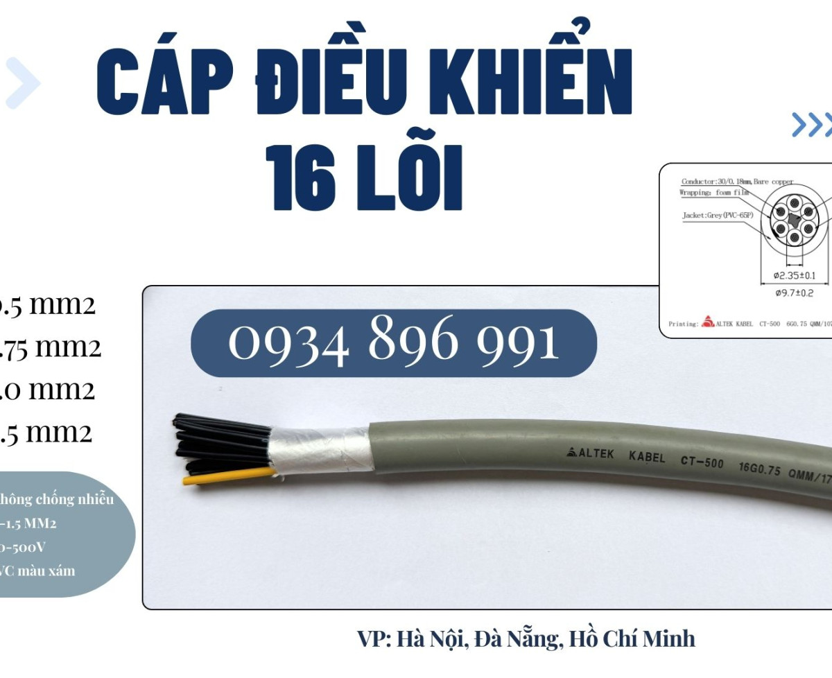 Cáp Tín Hiệu 16 X 0.75 Mm2 Giao Ngay Quảng Bình, Quảng Nam, Quảng Ngãi.