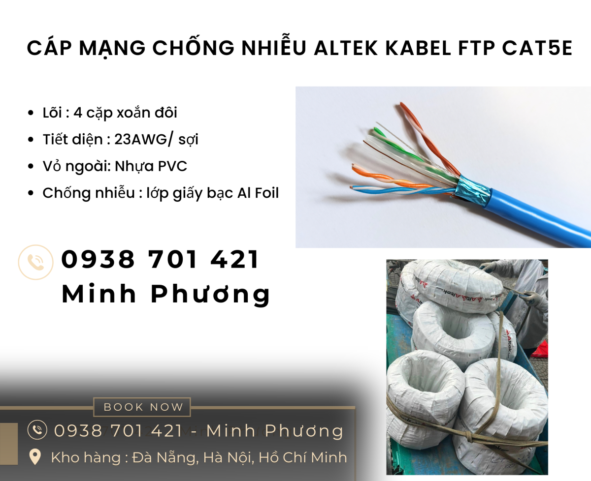 Cáp mạng chống nhiễu ftp cat6 Altek Kabel Đà Nẵng, Đắk Lắk, Gia Lai
