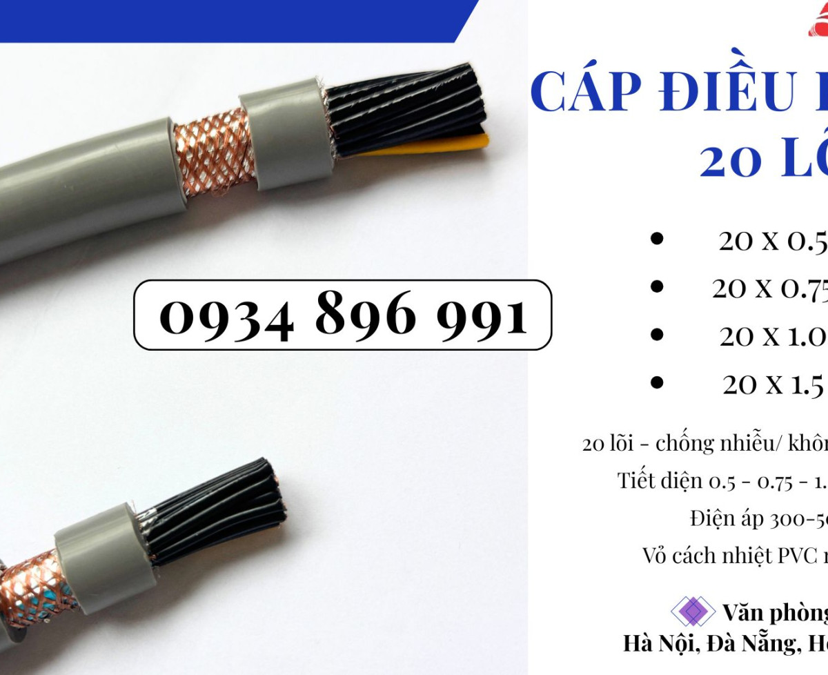 Cáp Tín Hiệu 20 Lõi Dùng Trong Hệ Thống Điều Khiển Quy Nhơn, Khánh Hòa, Gia Lai