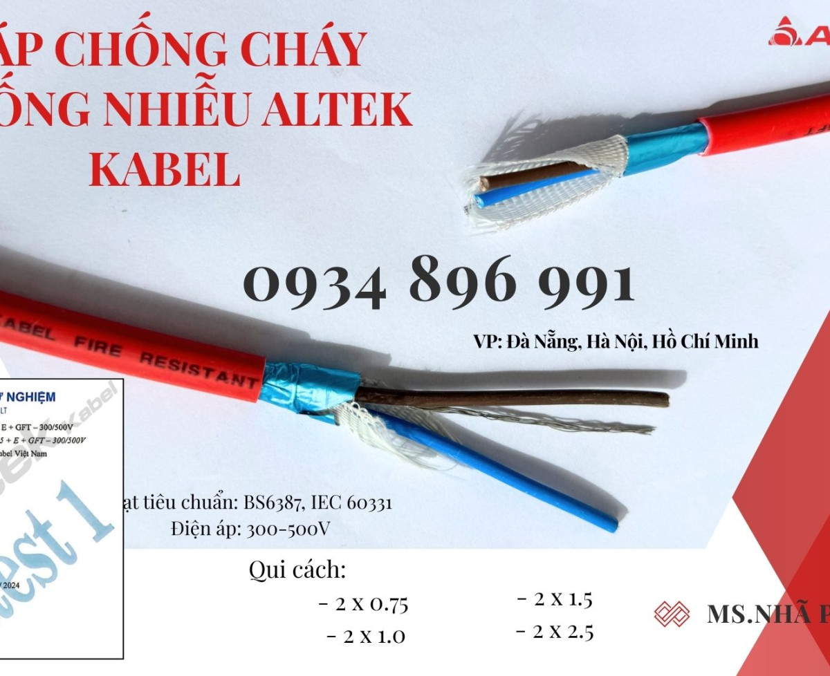 Cáp Chống Cháy Chống Nhiễu 2x1.5 Mm2 Sẵn Đà Nẵng, Hồ Chí Minh, Hà Nội
