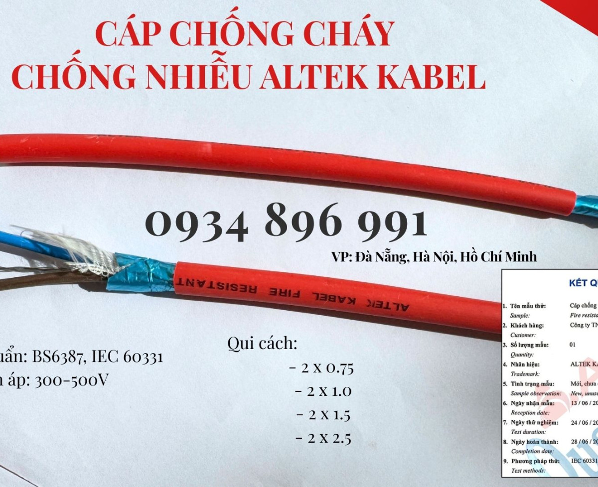 Cáp Chống Cháy Chống Nhiễu 2x1.5 Mm2 Sẵn Đà Nẵng, Hồ Chí Minh, Hà Nội