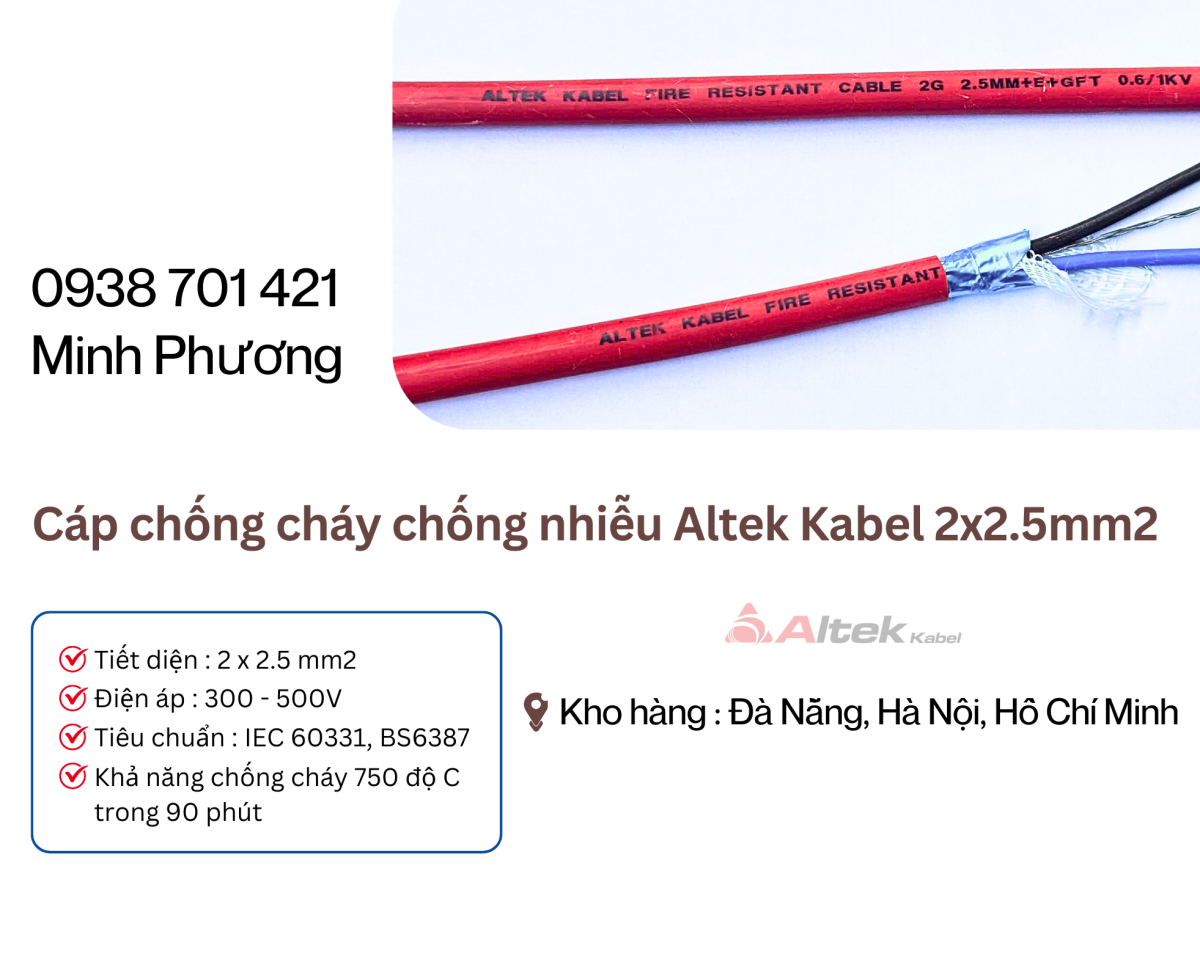 Cáp chống cháy chống nhiễu Altek Kabel 2x2.5mm2 tại ĐÀ NẴNG – HÀ NỘI – HỒ CHÍ MINH