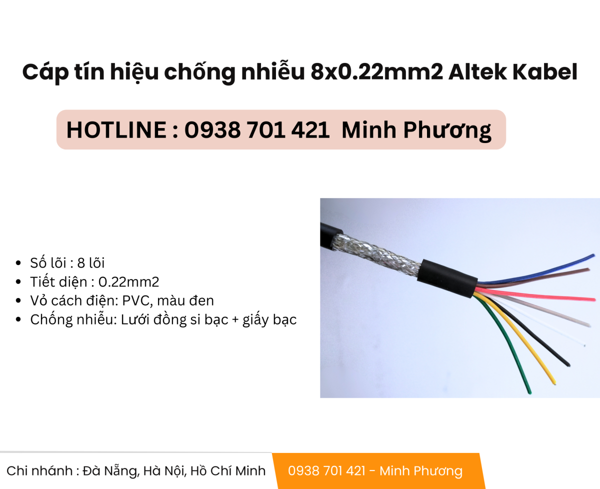 Cáp tín hiệu chống nhiễu 8x0.22mm2 Altek Kabel giao ngay Đà Nẵng, Hà Tĩnh, Thanh Hóa