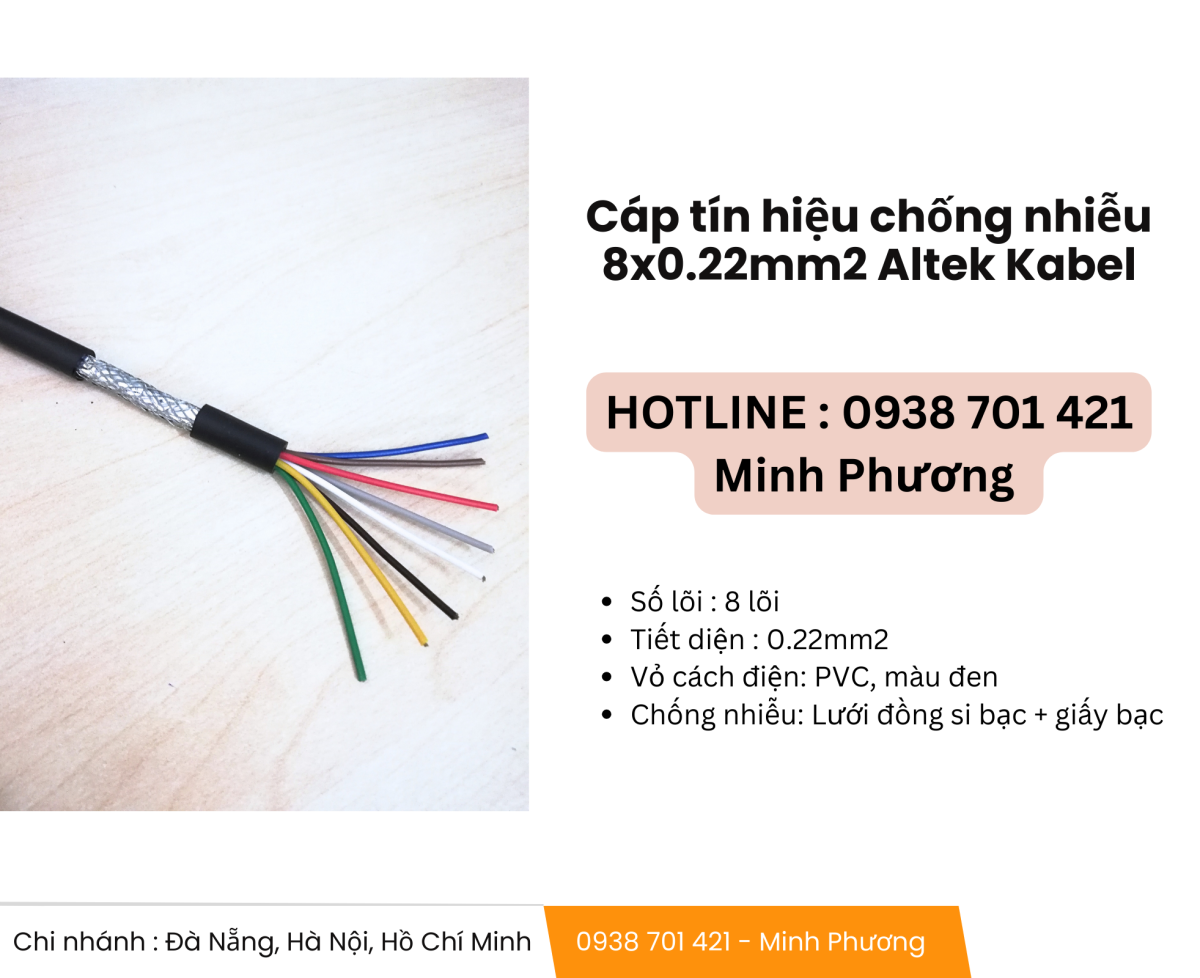 Cáp tín hiệu chống nhiễu 8x0.22mm2 Altek Kabel giao ngay Đà Nẵng, Hà Tĩnh, Thanh Hóa