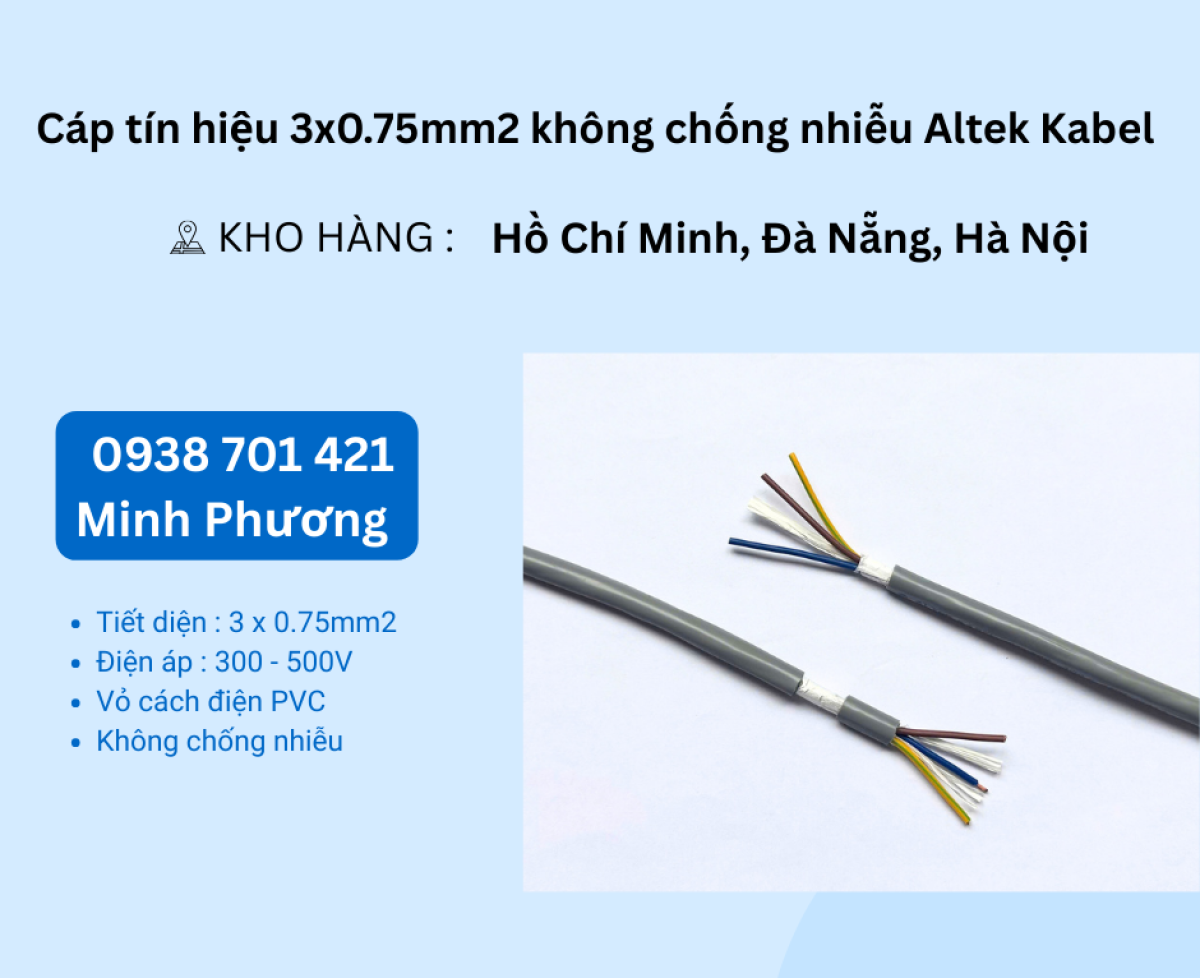 Cáp điều khiển không chống nhiễu CT-500 3x0.75 Altek Kabel Đà Nẵng, Hải Dương, Hải Phòng