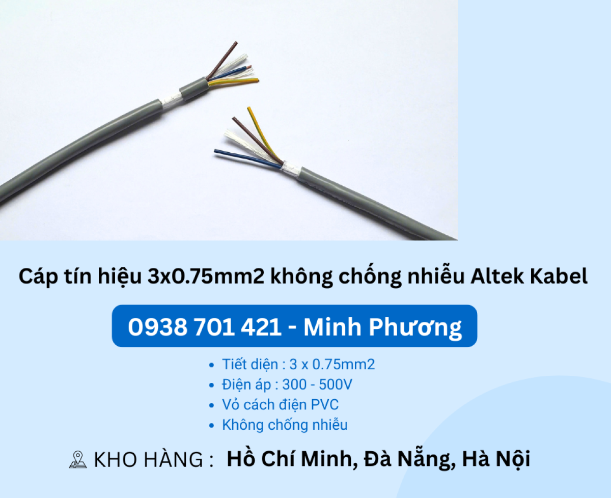 Cáp điều khiển không chống nhiễu CT-500 3x0.75 Altek Kabel Đà Nẵng, Hải Dương, Hải Phòng