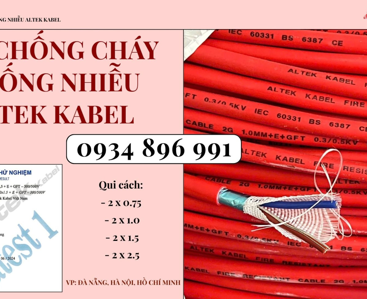 Cáp Điện Chống Cháy Chống Nhiễu 2x1.0 Giao Ngay Bình Dương, Quảng Nam, Quảng Ngãi.