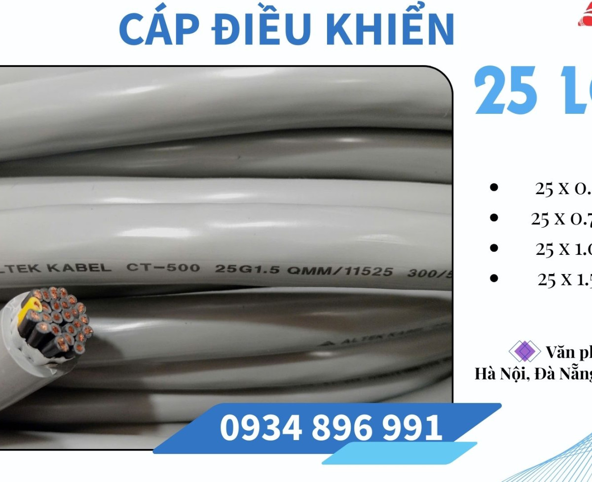 Cáp Tín Hiệu 25 Lõi 0.75mm2  Huế, Đà Nẵng, Hà Nội Giao Ngay