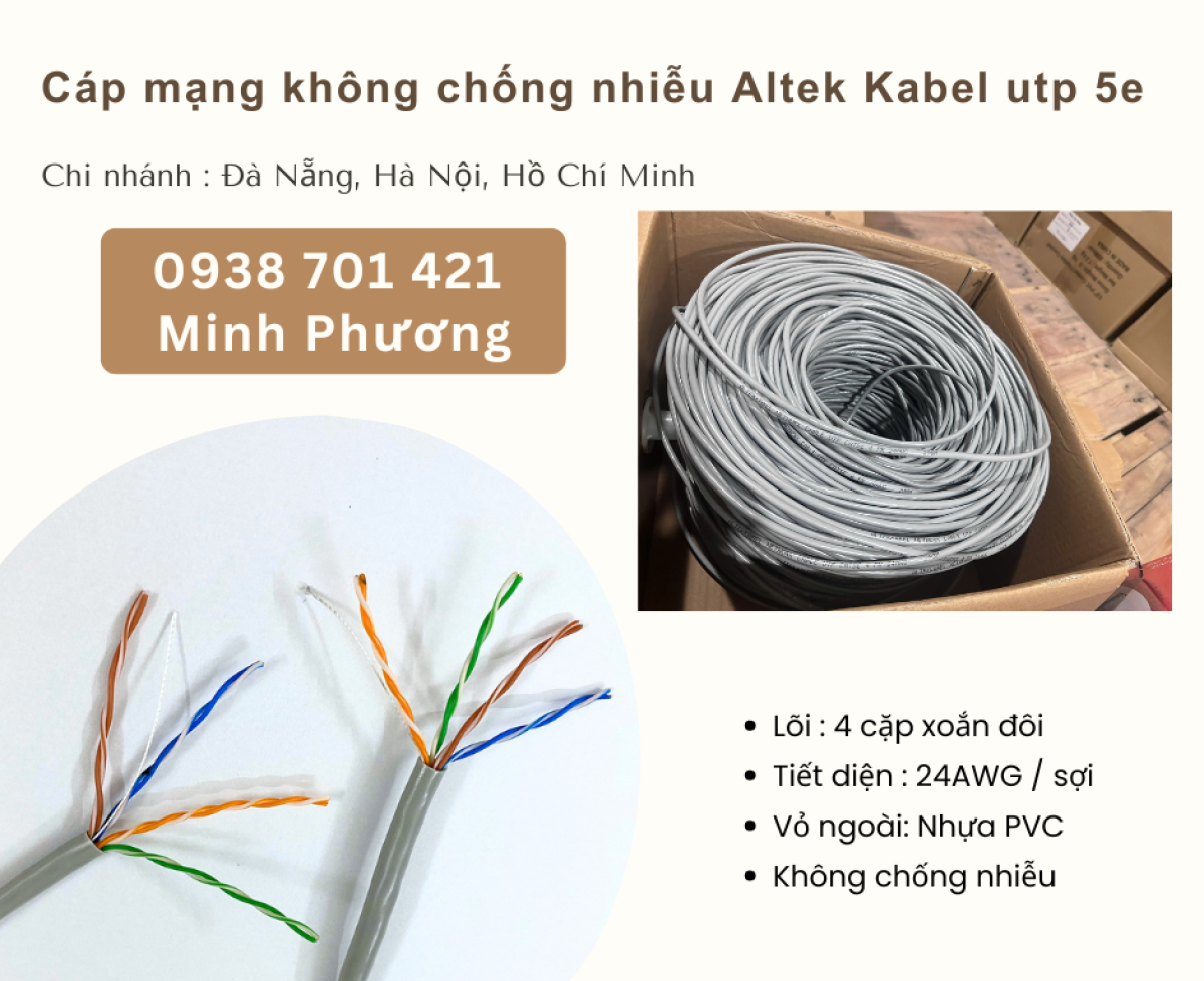 Cáp mạng không chống nhiễu Altek Kabel utp 5e Khánh Hòa – Bình Định – Gia Lai