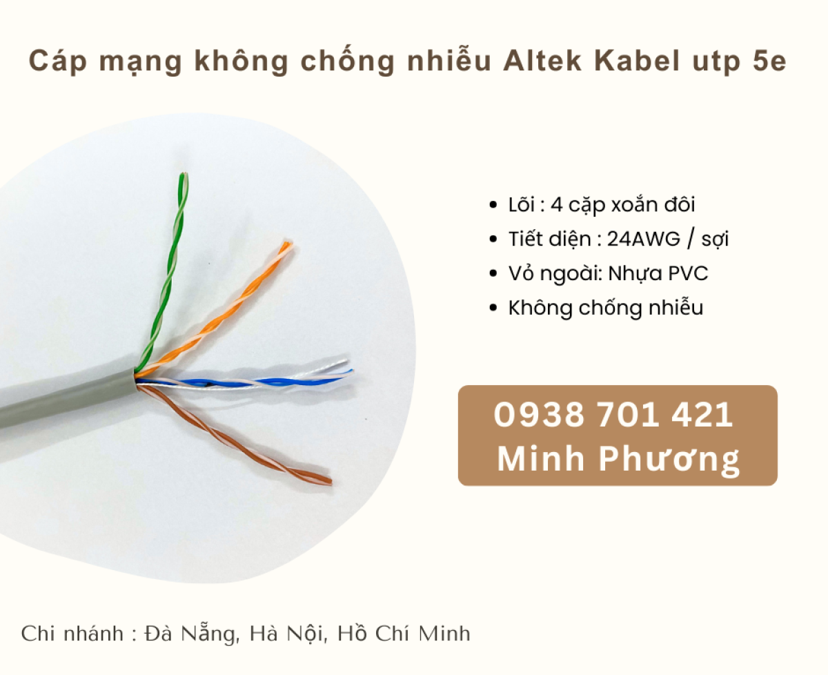 Cáp mạng không chống nhiễu Altek Kabel utp 5e Khánh Hòa – Bình Định – Gia Lai